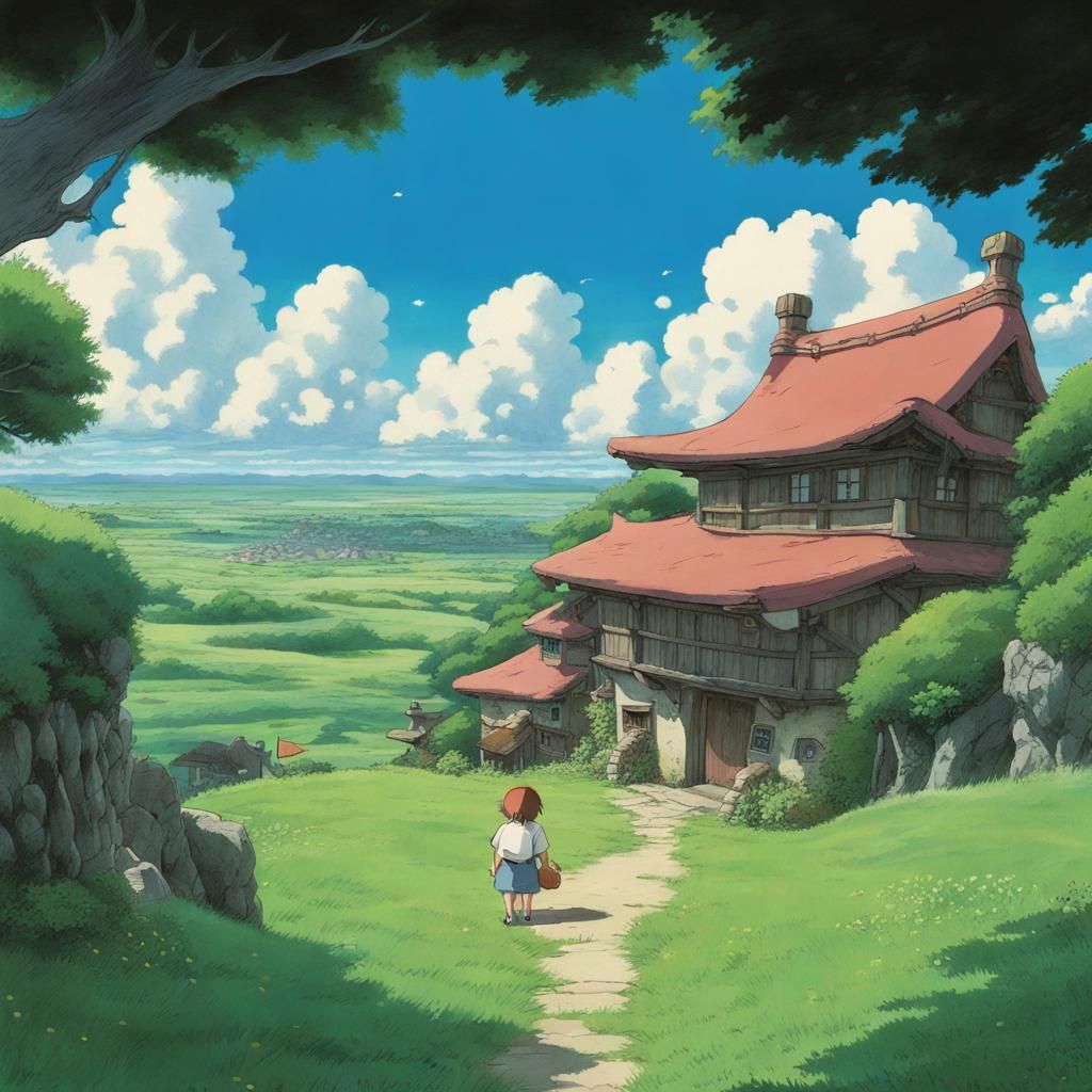 Ghibli-Inspired Open Field Landscape