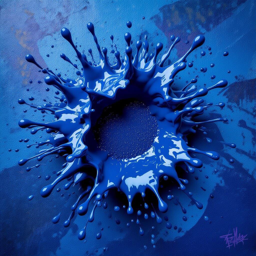 Ferrofluid Graffiti in Indigo Tones