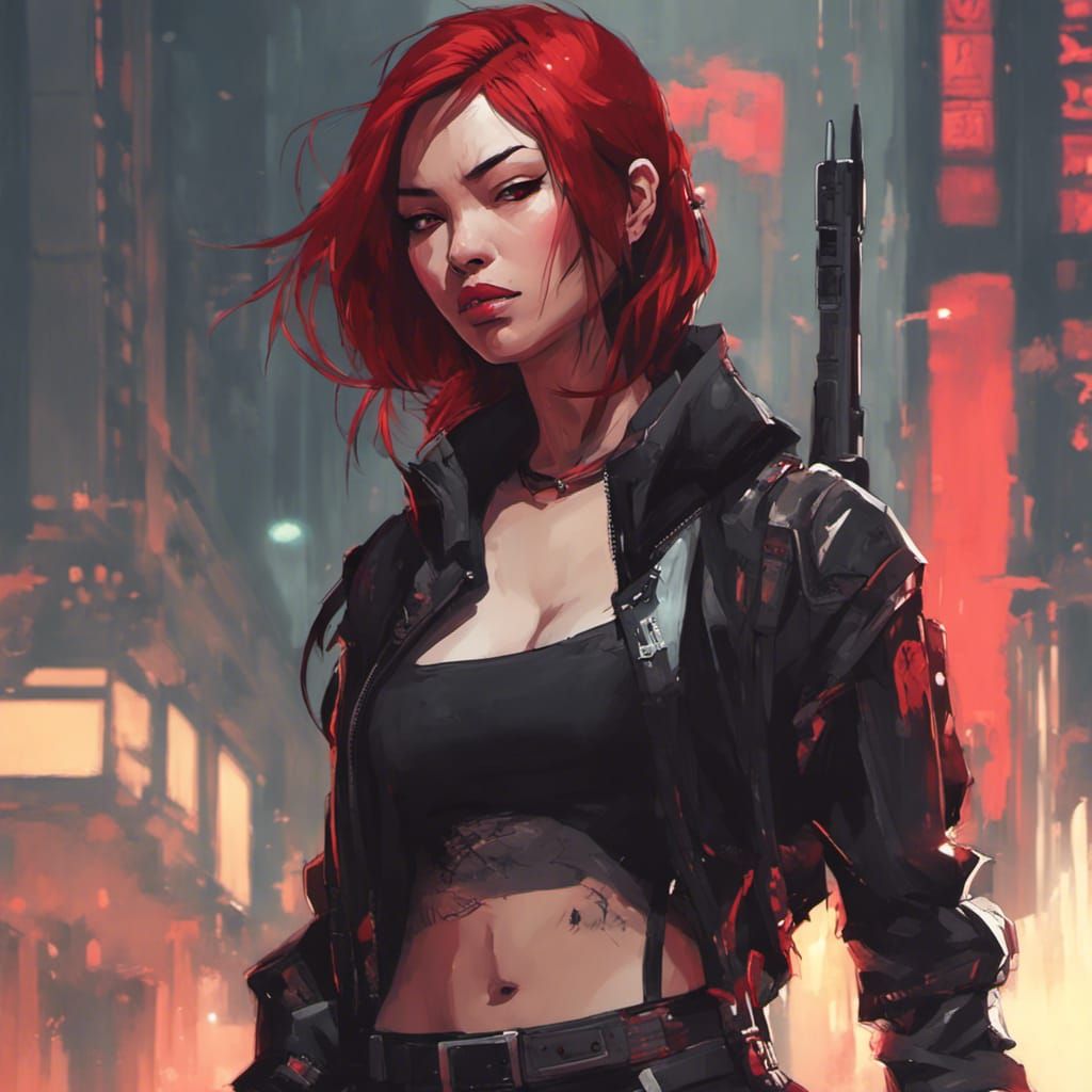 Cyberpunk Cyborg Assassin in Cyber Noir Style