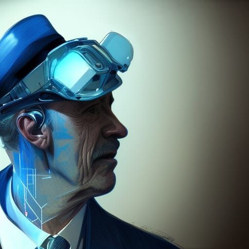 Cyberpunk Portrait of Man in Suit, Digital Art