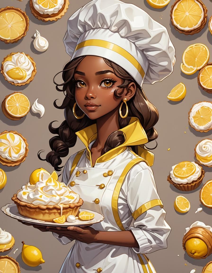 Cute Pastry Chef in 90s Anime Style