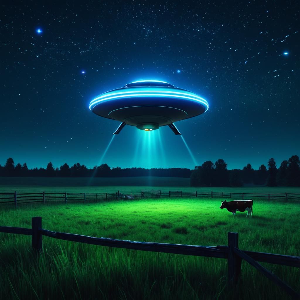 UFO Abduction: A Neon-Lit Surreal Encounter