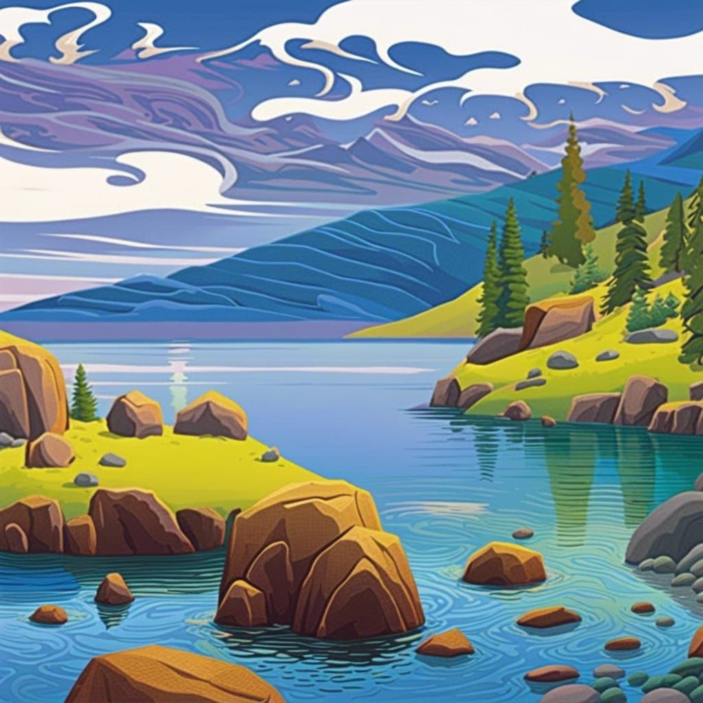 Surreal Loch Ness Monster in Dreamy Landscape