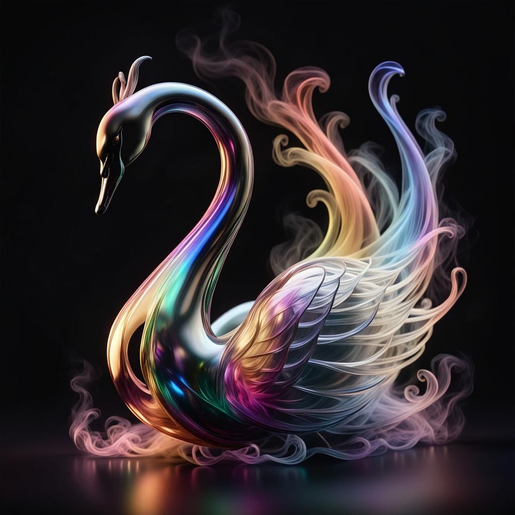 Elegant Translucent Metal Swan Sculpture