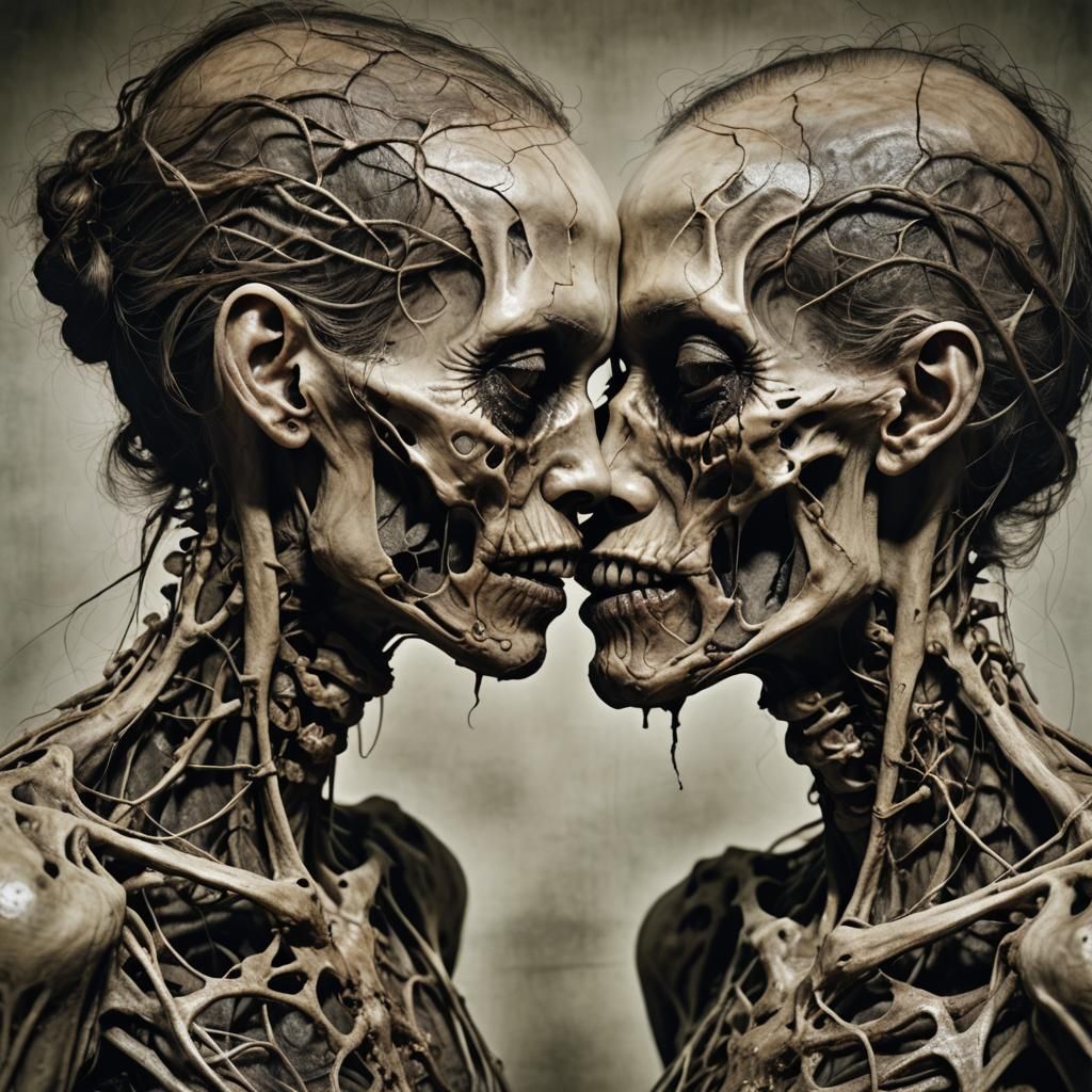 Macabre Kiss: Twin Cadavers in Dark Baroque Style