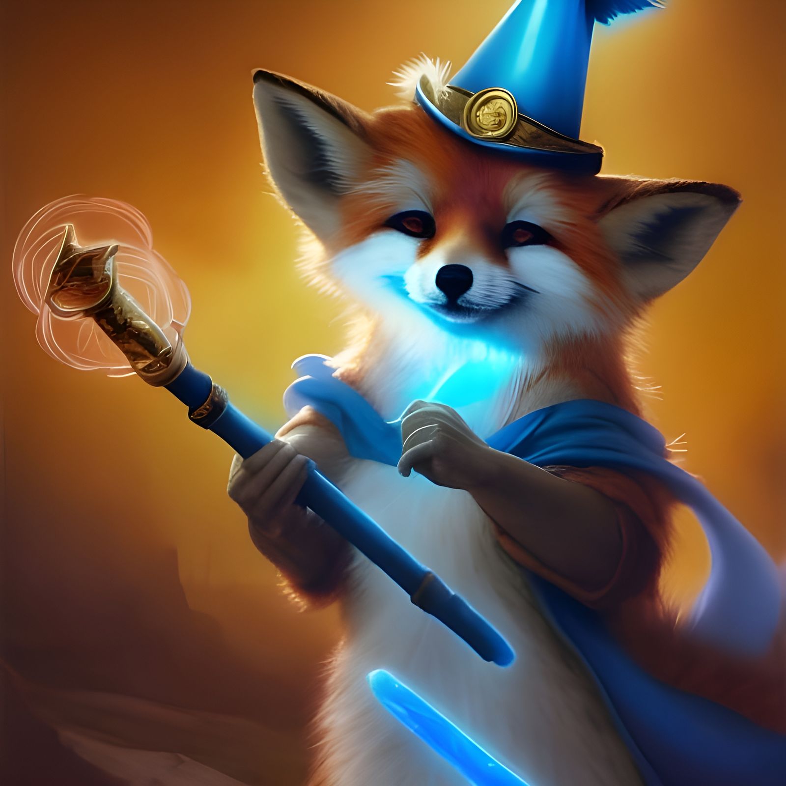 Adorable Fox Magician with Magic Wand