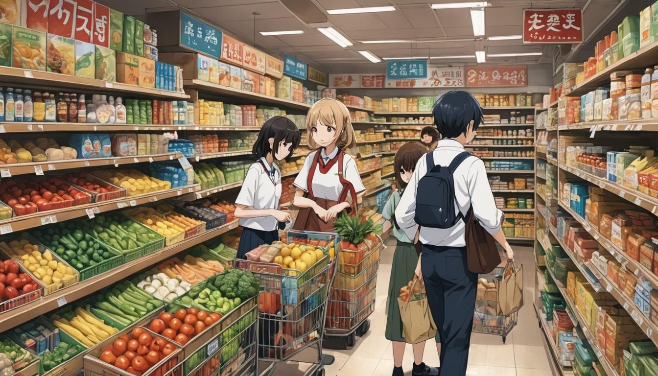 Anime Style Grocery Store Scene