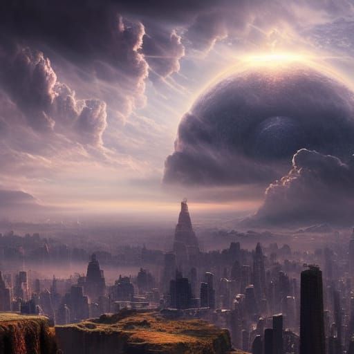 Dramatic Digital Painting of The World Over Heaven