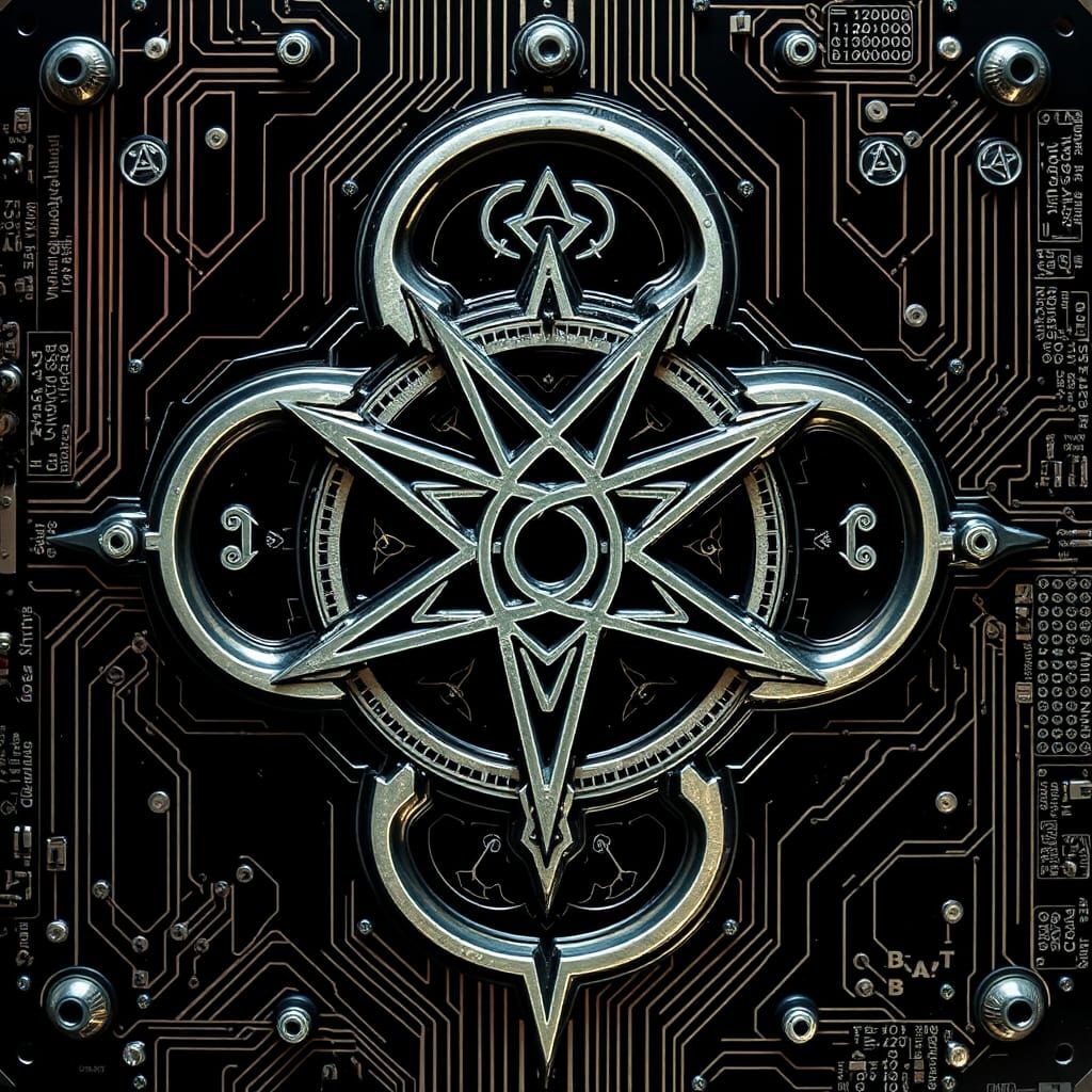 Organic Motherboard Pentagram in Giger Style