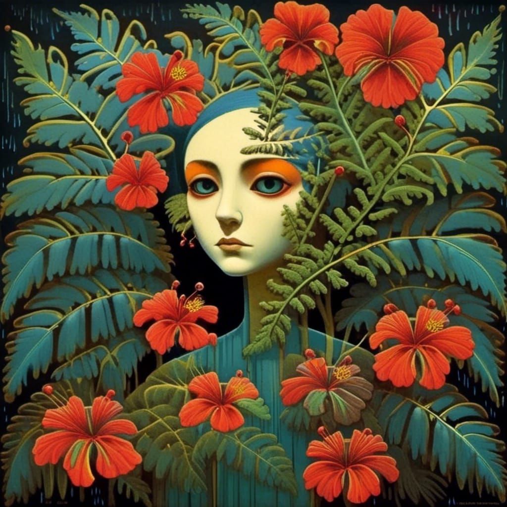 Hibiscus and Fern Fusion in Biomechanical Forest