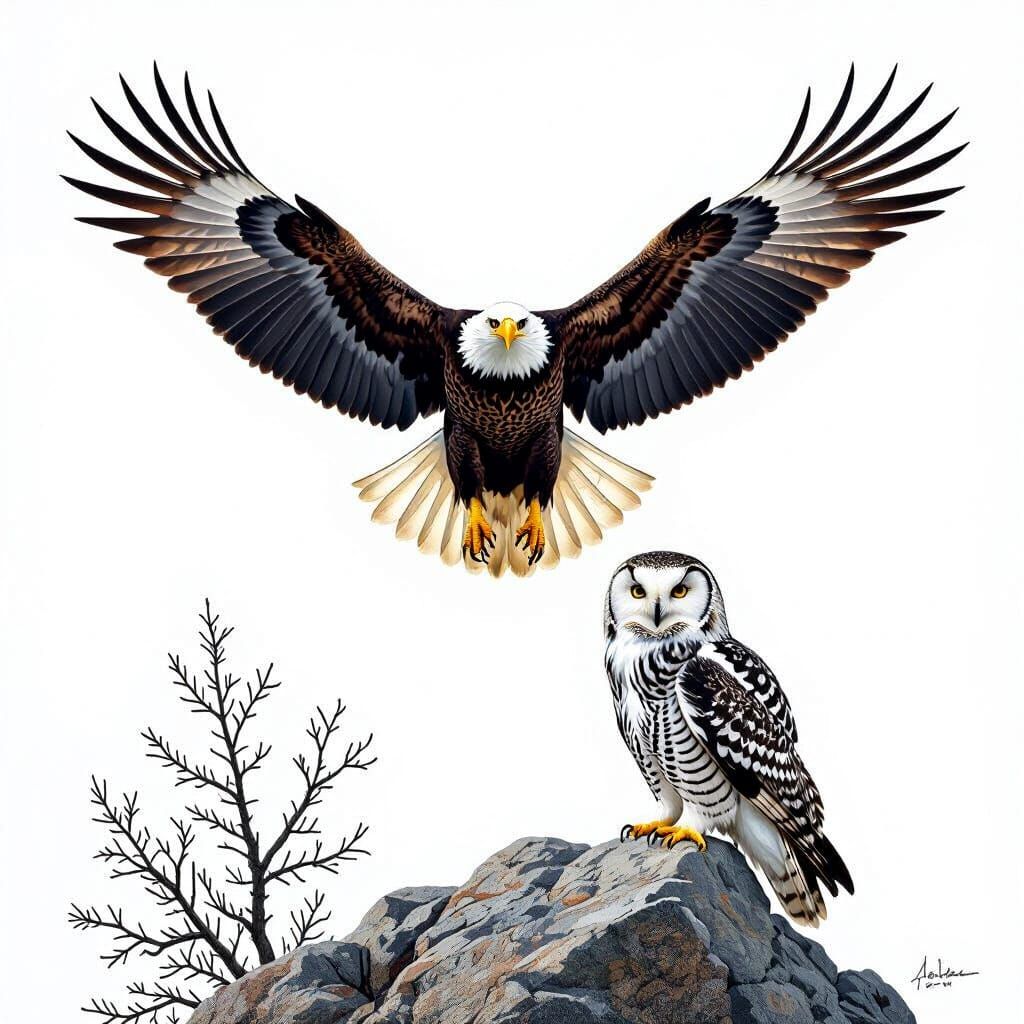 Birds of Prey: Eagles, Owls, Falcons in Realistic Detail