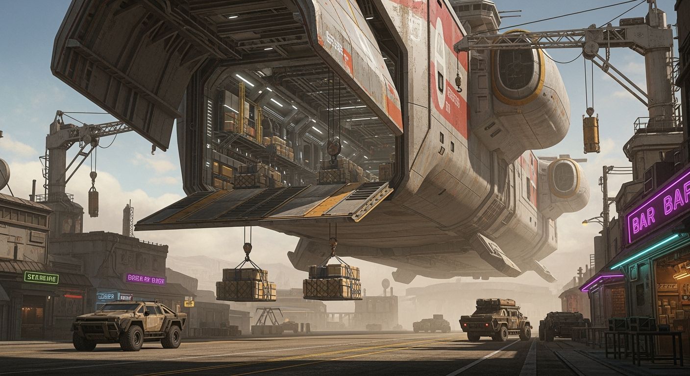 Cargo Ship Resupply Mission to Mining Town