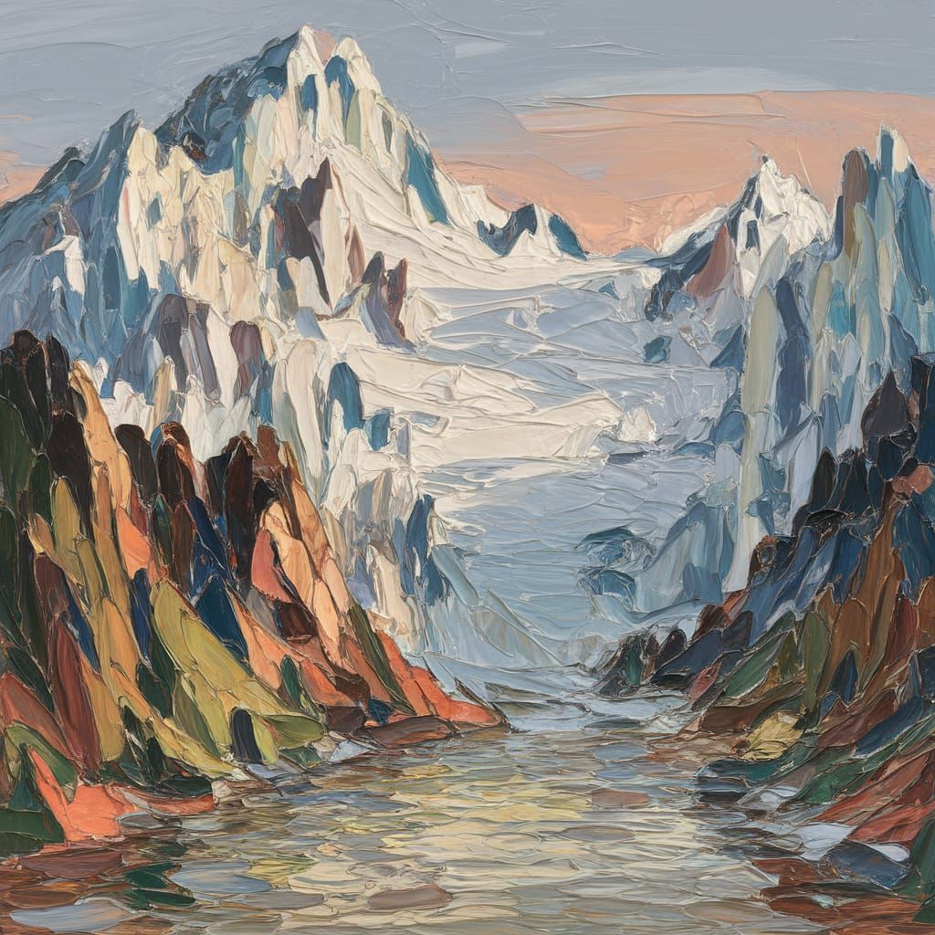 Mountain Realm Unveiled in Vibrant Expressionist Colors
