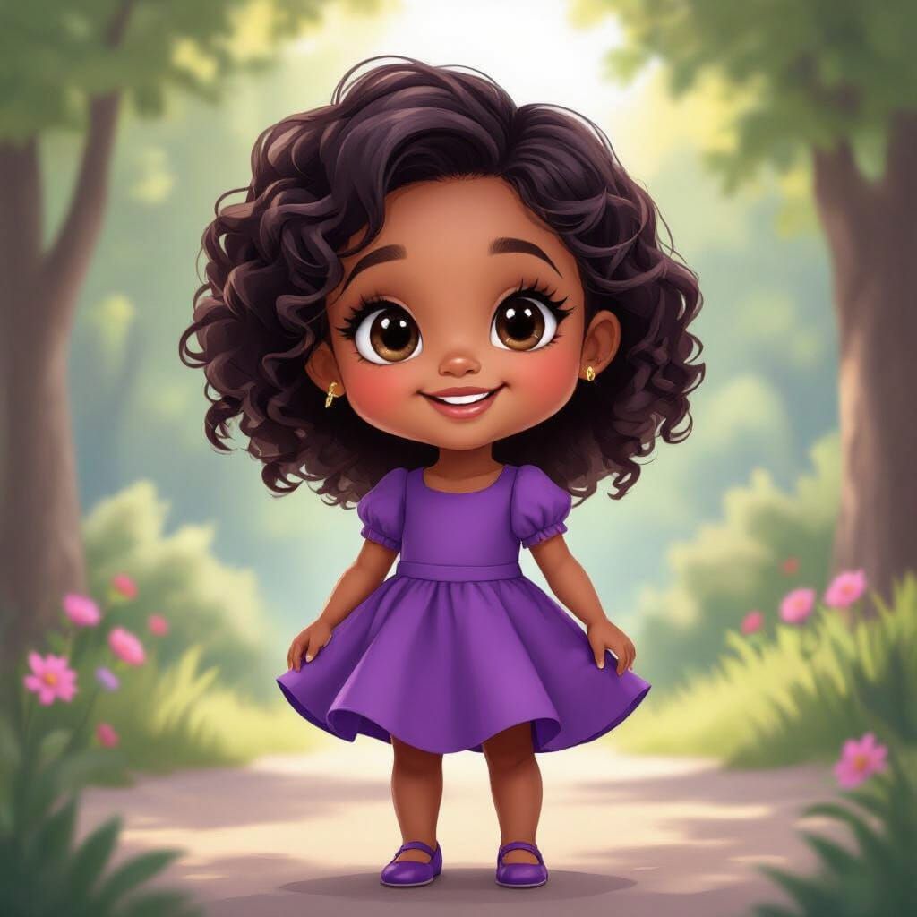 Chibi African American Girl in 4K Cartoon Style