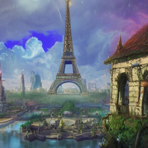 Eiffel Tower in Dreamlike Fantasy Artscape