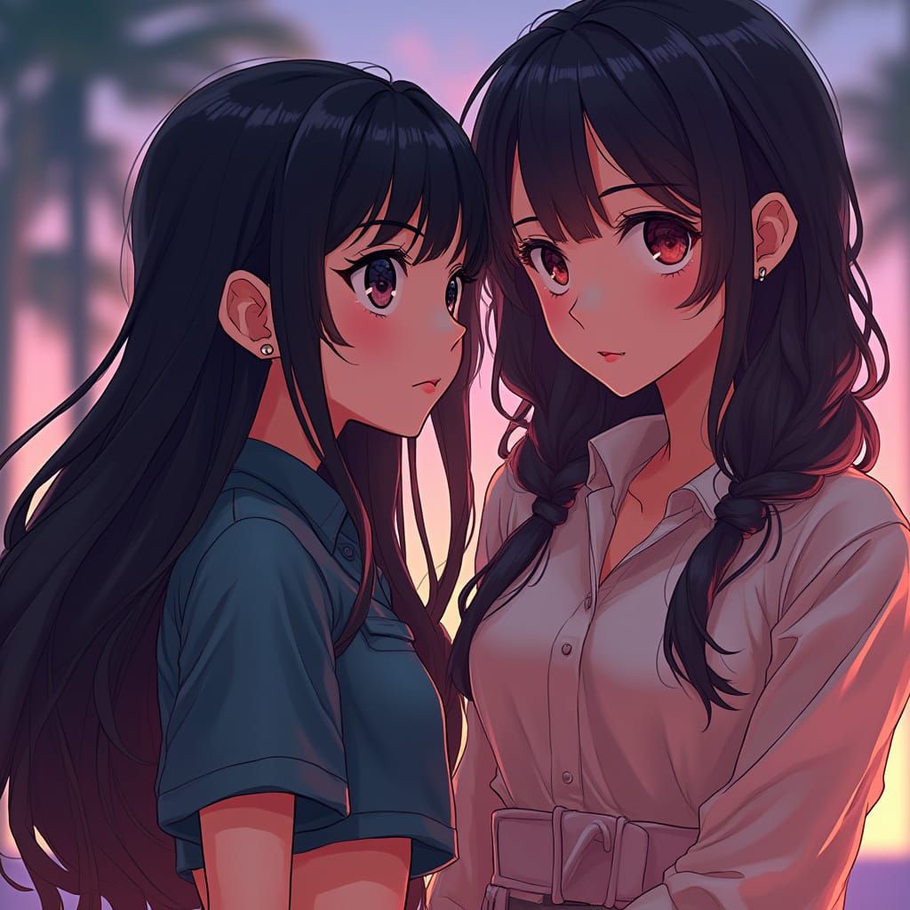 Dynamic Anime Characters in Cel-Shaded Style