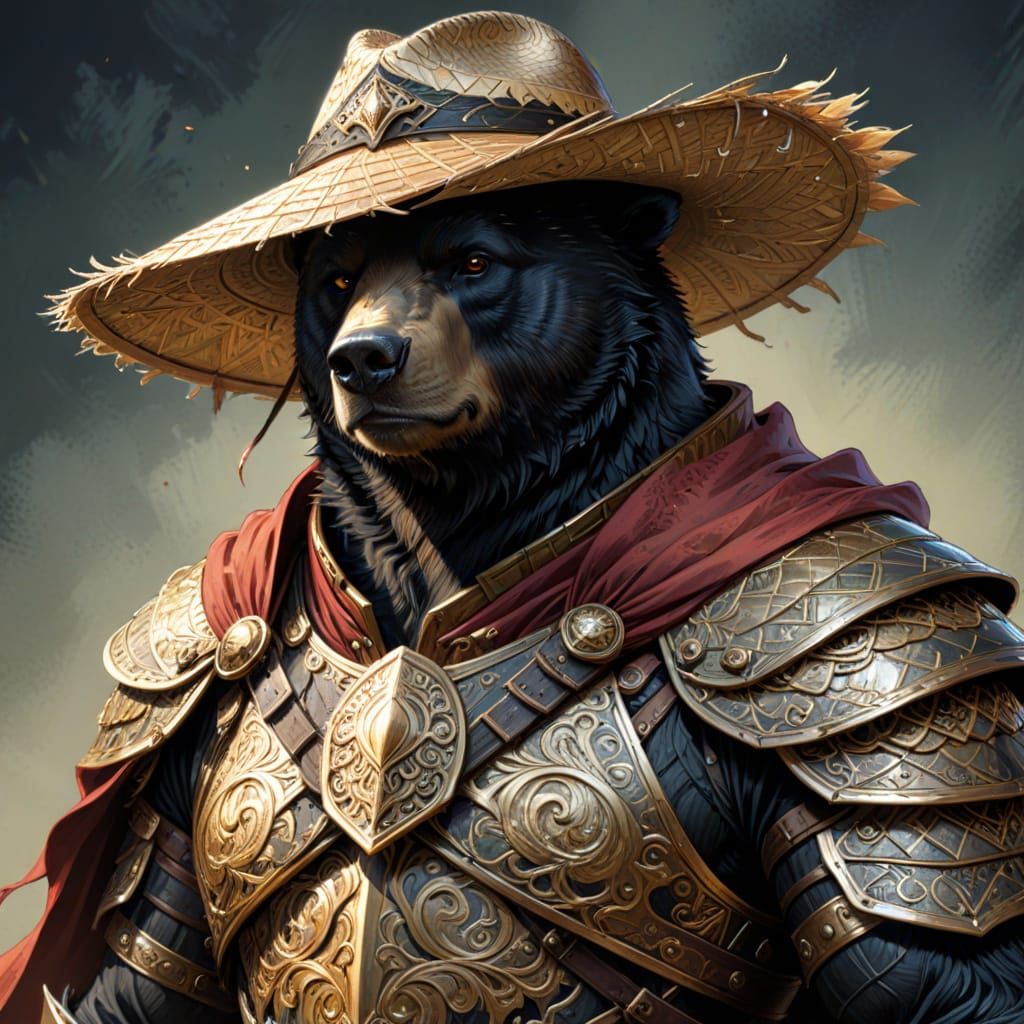 Black Bear Warrior Sage in Comic Book Style