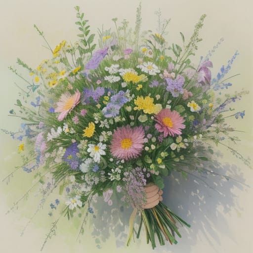 Impressionistic Wildflower Bouquet in Sunlight