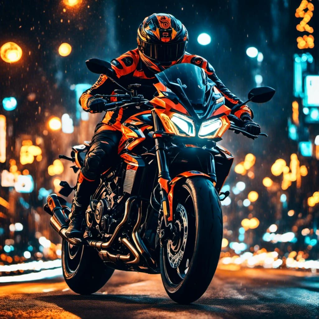 Bikers on KTM Motorcycle in Retro Style