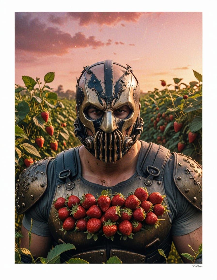 Bane in Strawberry Field: Dark Fantasy Art