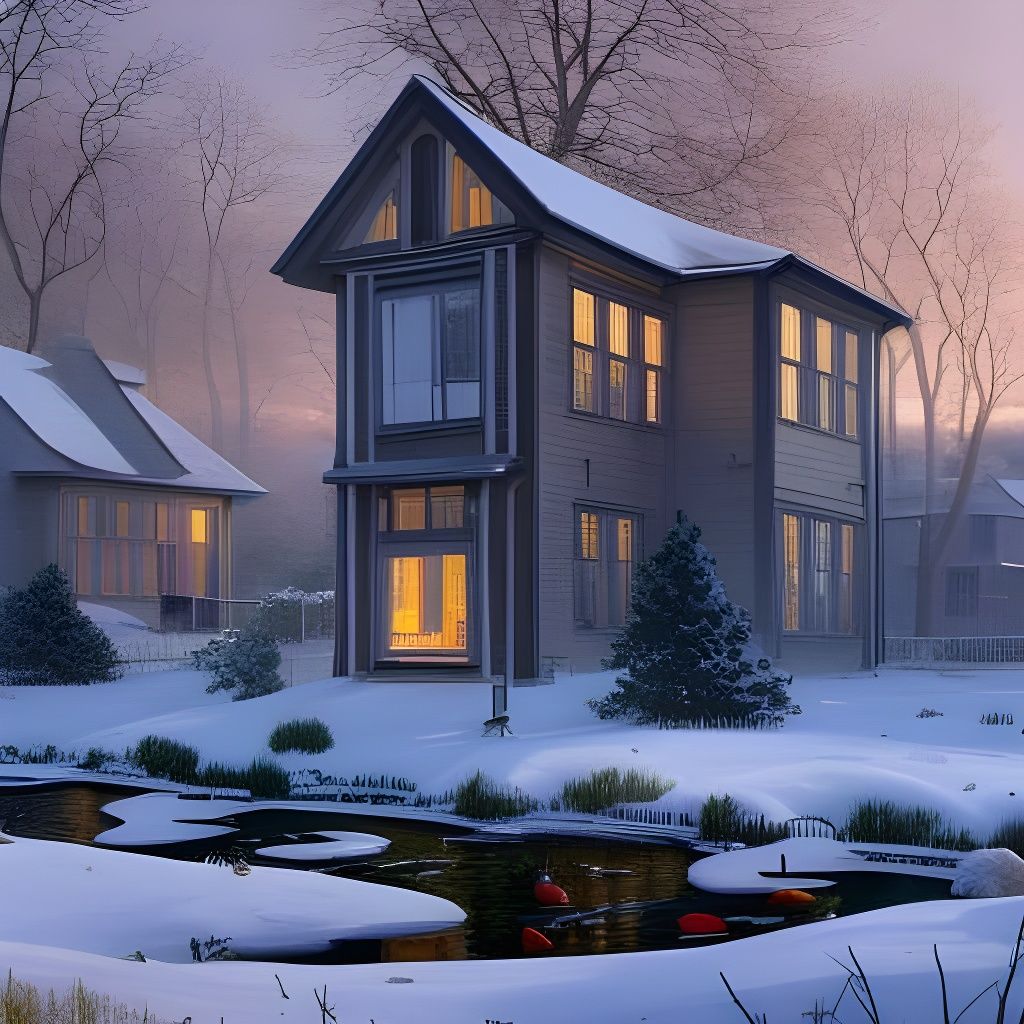 Winter Scene Painting in the Style of Impressionism