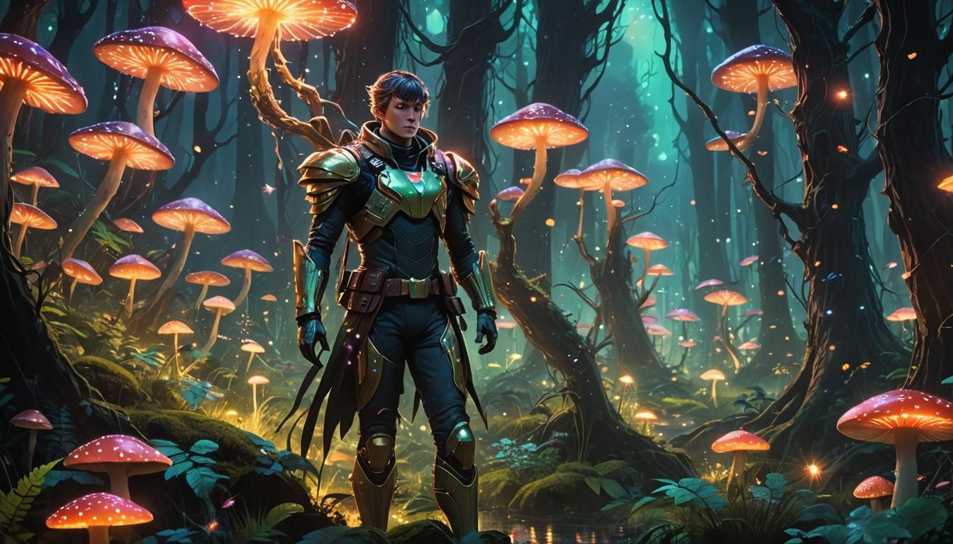 Starman in Mystical Forest: 3D Anime Art