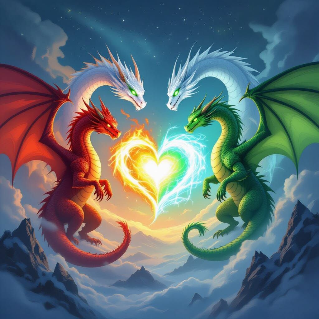Three Dragons Unite Elemental Powers in Epic Fantasy Art