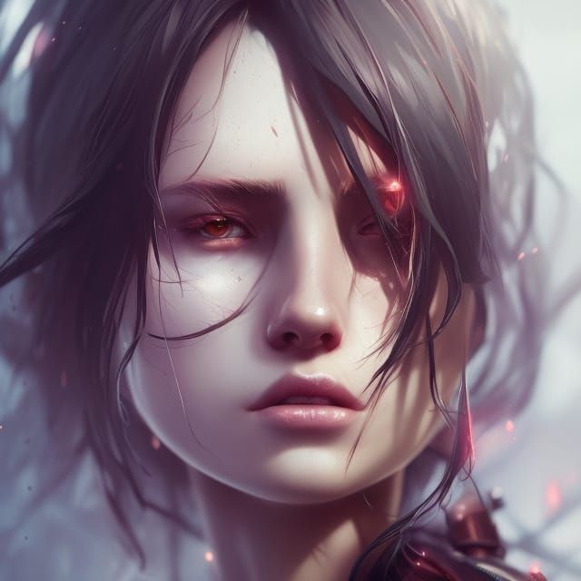 Cute Girl Portrait in Impressionist Digital Art Style