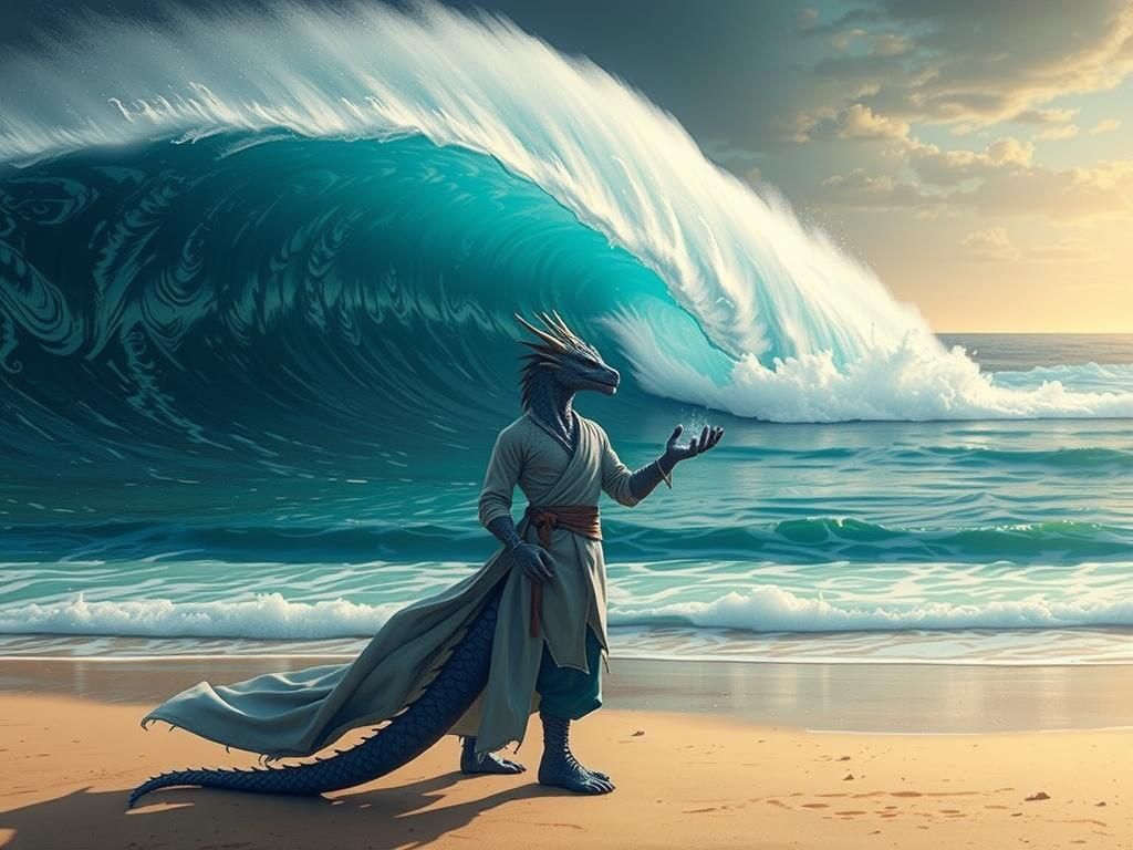 Dragon Mage Commands the Sea: Digital Art