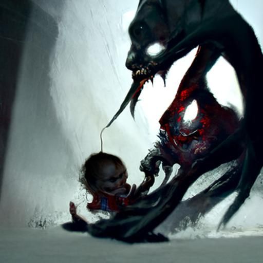 Sinister Demon Devouring a Baby