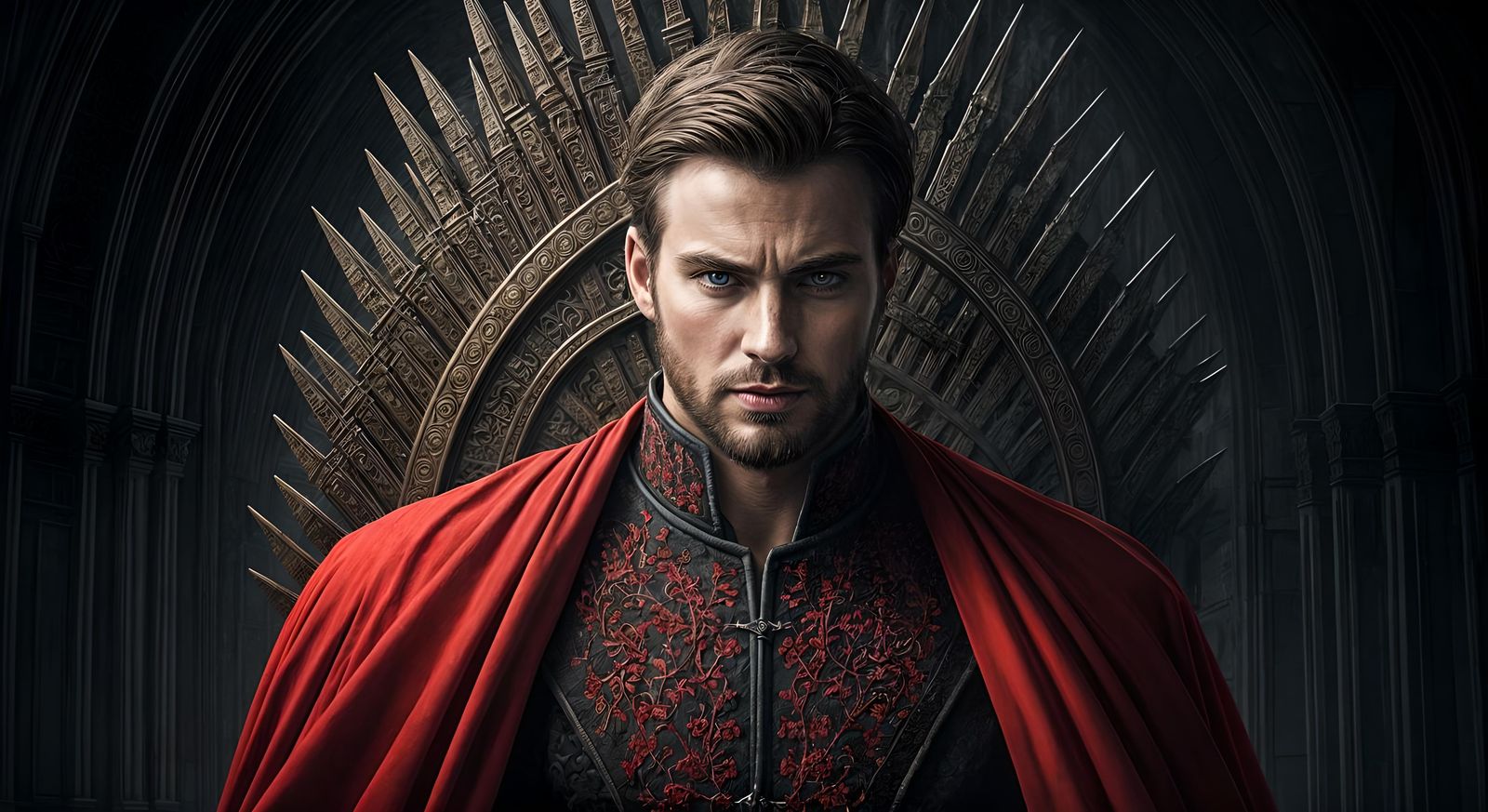 Handsome Prince on Throne in Dark Fantasy Style