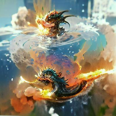 Exploding Water Dragon Fantasy Art