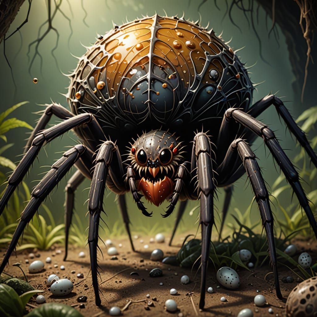 Gothic Spider Queen Unleashes Terror with Rabid Eggs
