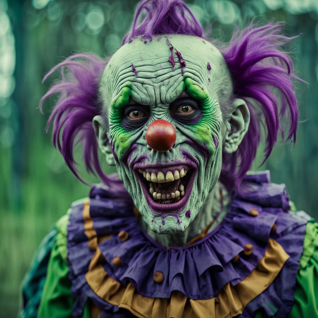 Elderly Zombie Monkey Clown in Cinematic Style