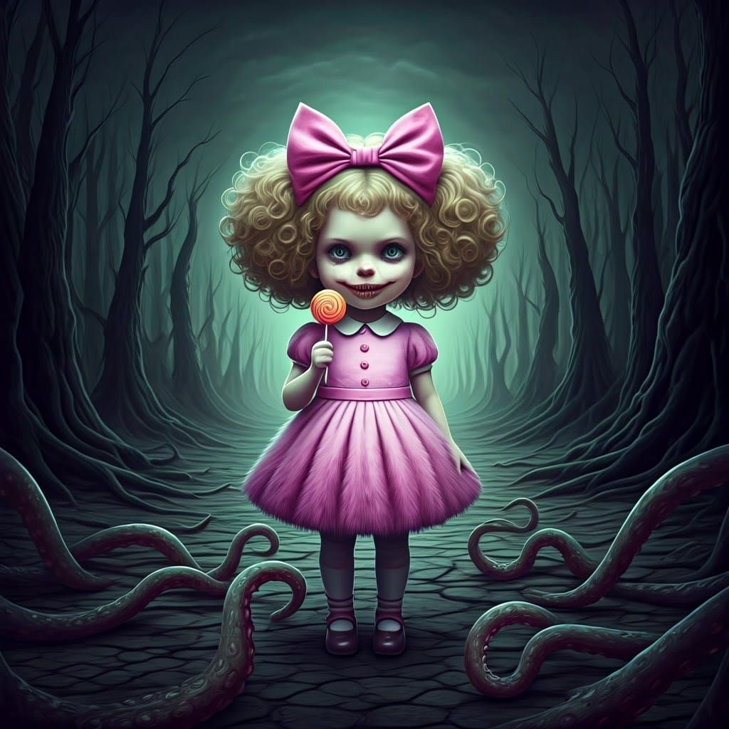 Sinister Sweetheart in a Haunting Dreamscape