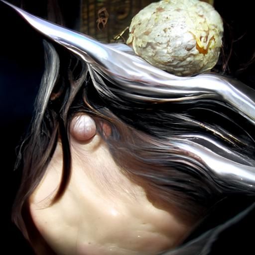 Surreal Melting Angel Egg in Horror Style