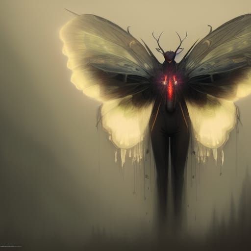 Hyperdetailed Mothman Portrait in Art Nouveau Style