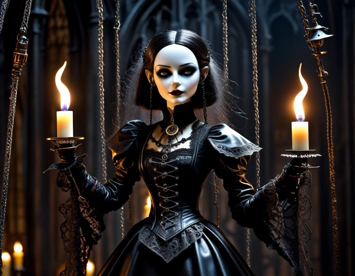 GOTHIC FANTASY / STEAMPUNK - A highly detailed marionette inspired by Anna Valerious from "Van Helsing," :: gothic attir...