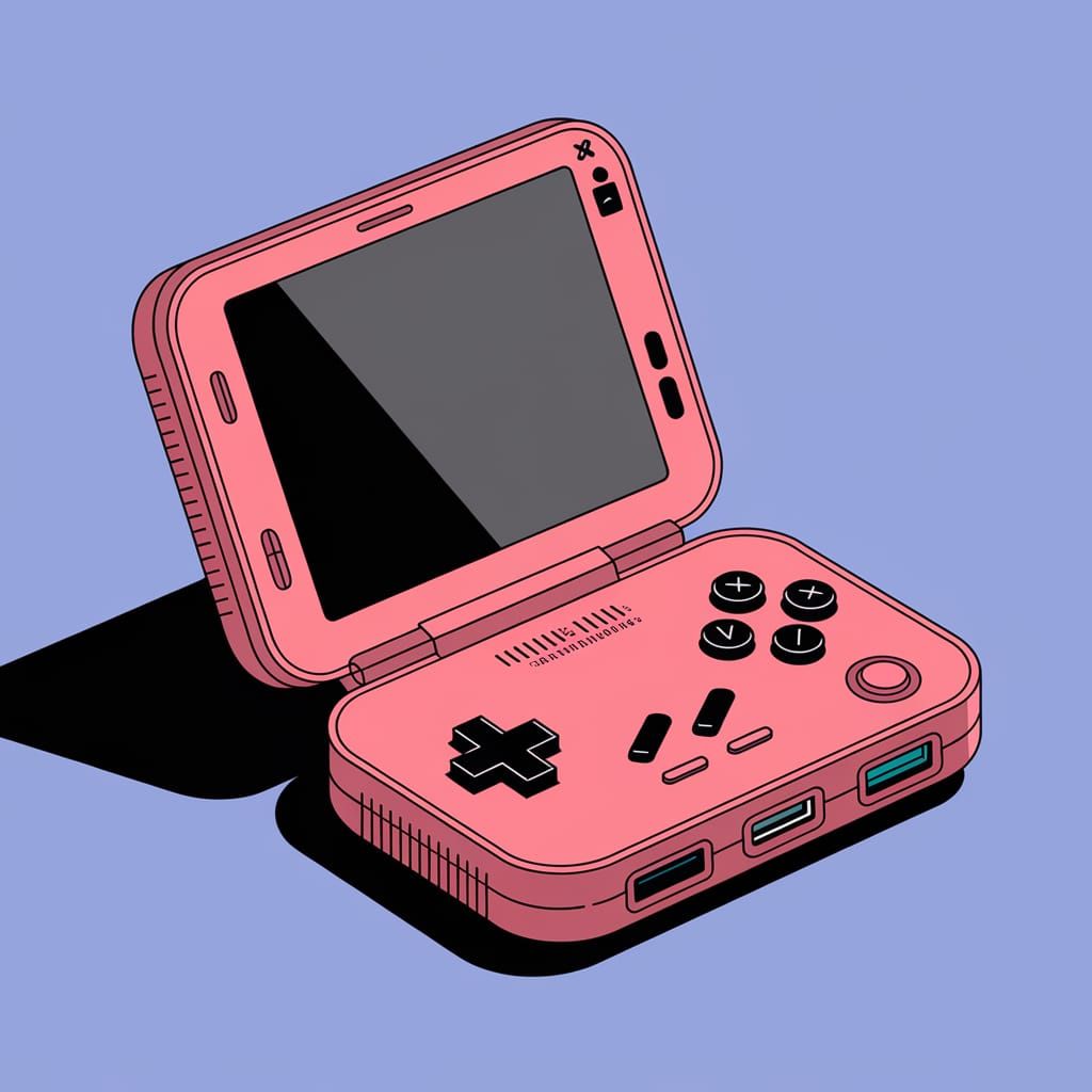 Futuristic Square Clamshell Handheld Gaming Console Design