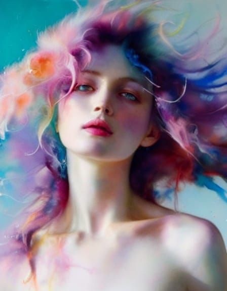 Vibrant Watercolor Nymph on White Background