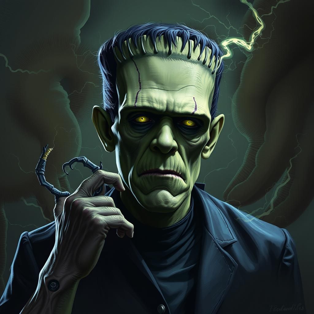 Frankenstein's Monster in Dark Romantic Style
