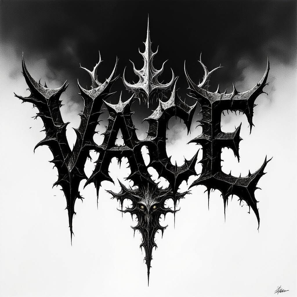 VACE Black Metal Logo in Chaotic, Symmetrical Style