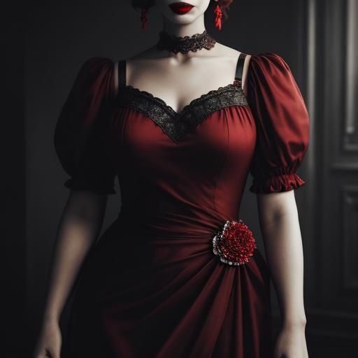 Woman in Gown with Visible Bra Strap: Hyperrealistic