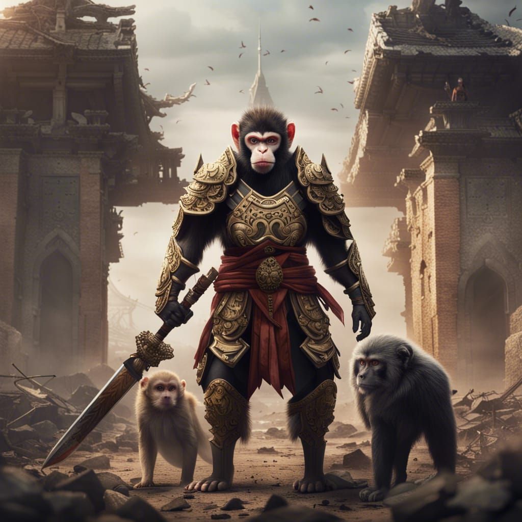Armored Monkey Warrior in Demonic Battlefield