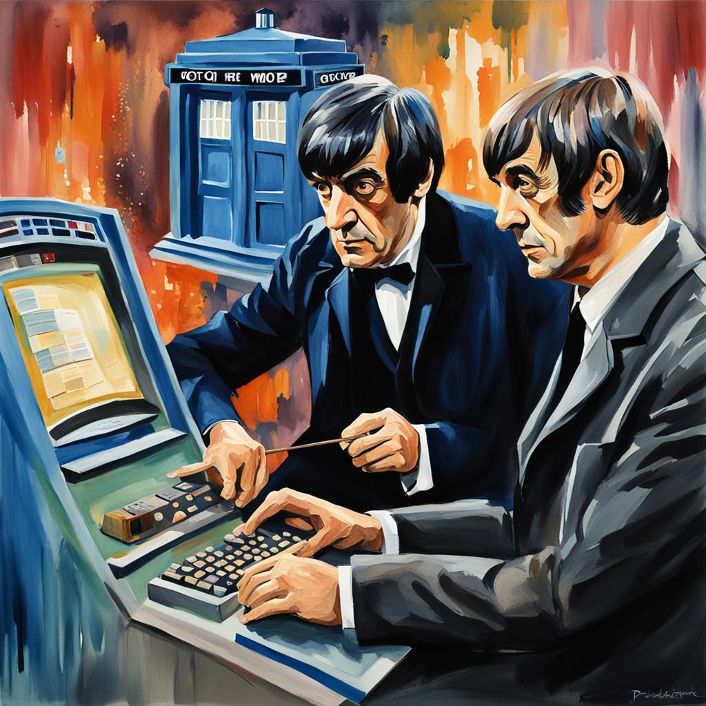 Doctor Who: Second Doctor and Jamie, Gouache Style