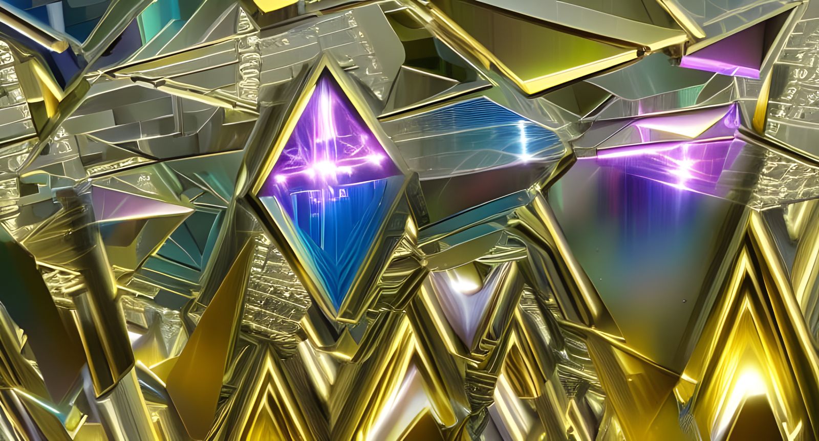 Bismuth Crystals and Anodized Titanium in Abstract