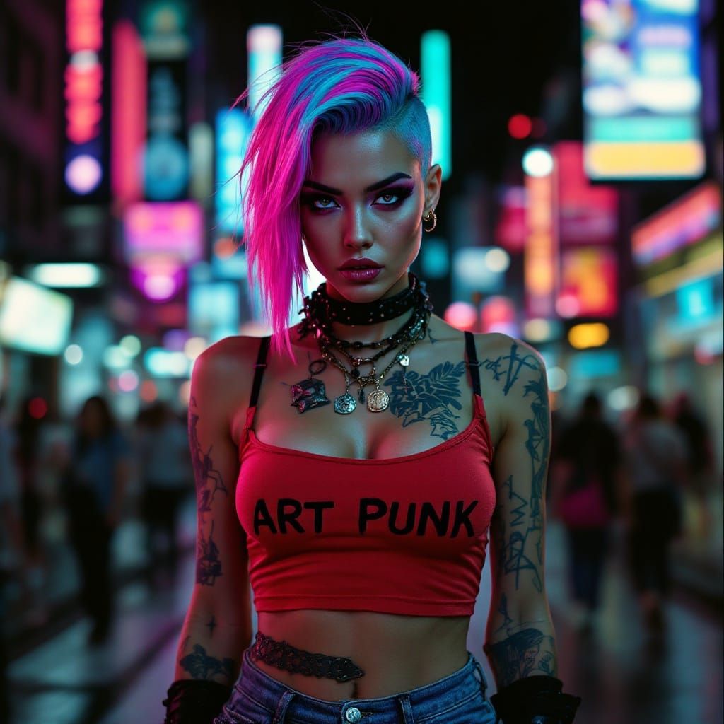 Riotous City Goddess in Neon Rebellion
