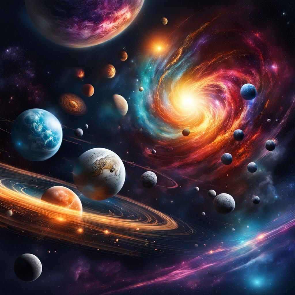 Hyperrealistic Cosmos of Planets, Galaxies and Black Holes