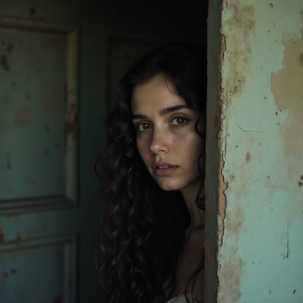 Cinematic Portrait of Woman in Shadow, Earth Tones