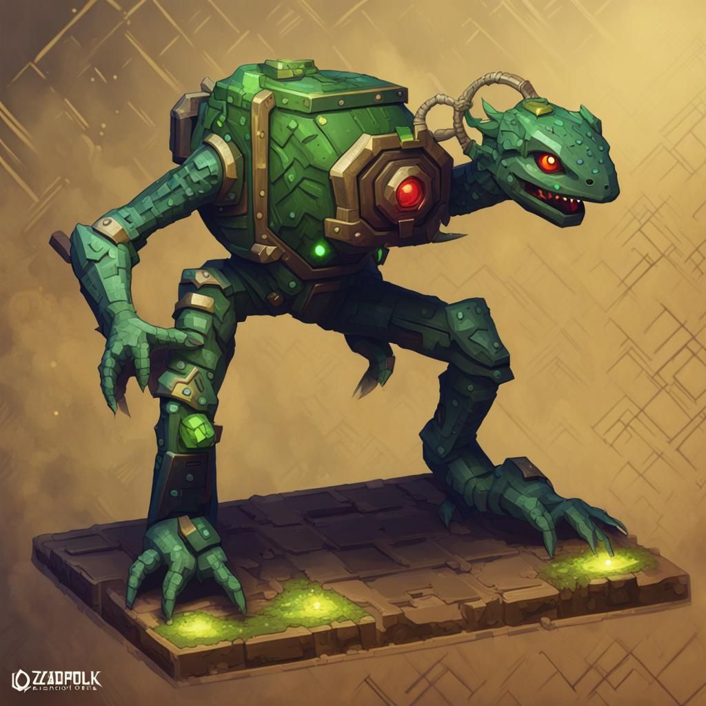 Surreal Futuristic Miners Amidst Vibrant Laser Hues